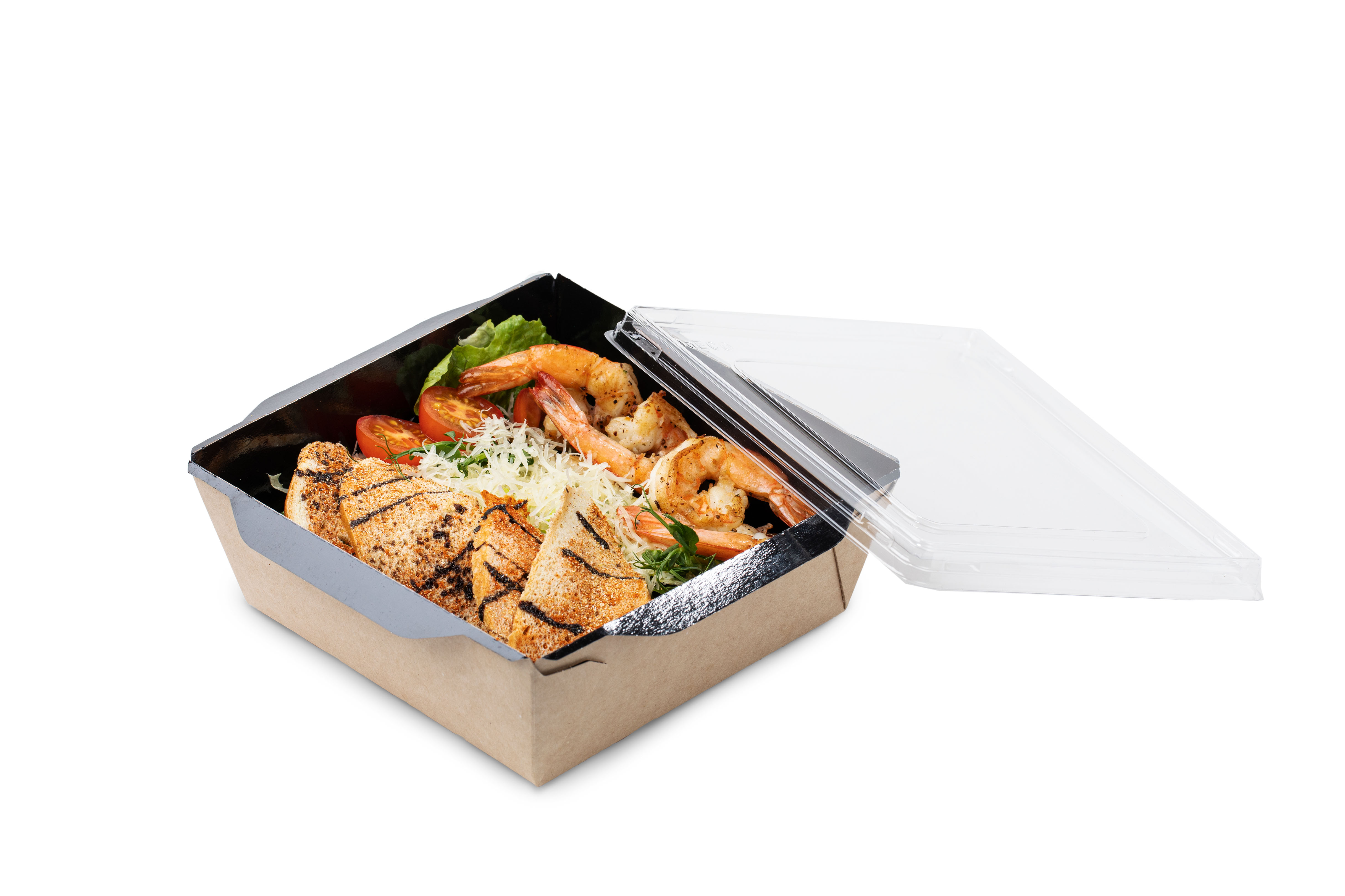 Salad bowls OSQ OPSALAD 1000 BE with transparent lid Black Edition